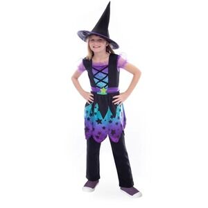 Boo! Inc. Size 10-12 Enchanting Witch Costume Girls Halloween Dress Hat Belt New